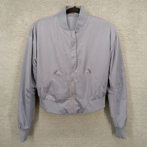 Gymshark Bomber Jacket XS Full Zip Athletic Lightweight‎ Coat Dove Gray Lavender